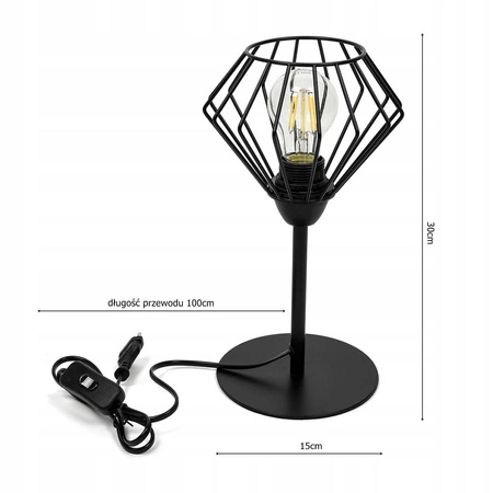 Lampka Nocna Biurkowa Stołowa LX- 1800 Czarna 1x E27 LEDLUX