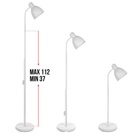 Lampa Podłogowa Biała Regulowana, Klosz E27 na Elastycznym Ramieniu LPD-002 E27 LEDLUX