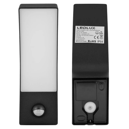 Kinkiet Ogrodowy Lampa Elewacyjna Zewnętrzna LX- 9118 z czujnikiem Czarny 10W biała neutralna LEDLUX