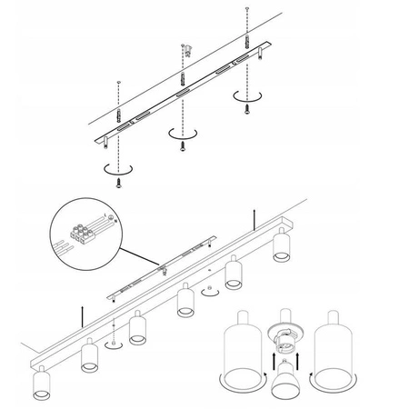 Zestaw Oprawa Sufitowa Natynkowa Reflektor Listwa LX- 8360-6 Biała + 6x Żarówka GU10 7,5W biała neutralna LEDLUX