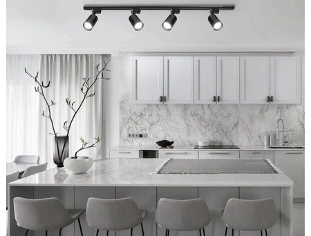 Zestaw Szyna Oświetleniowa Listwa 2m+ 2m Czarna + 8x Reflektor Szynowy Spot Czarny + Łącznik Czarny Typ L LEDLUX