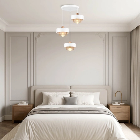 Lampa Wisząca LX- 1185 Biała + Miedź 3x E27 LEDLUX