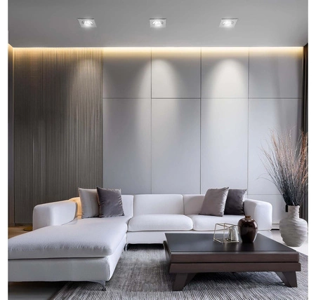 Zestaw 6x Oprawa Halogenowa CT- 001 Chrom Kwadratowa +Żarówka GU10 3,5W biała zimna LEDLUX