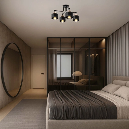 Lampa Sufitowa LX- 1099 Czarna + Miedź 4x E27 LEDLUX