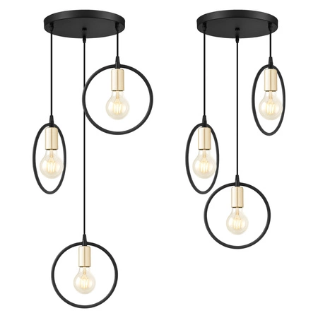 Lampa Wisząca LX-1361 Czarna+ Złoto 3x E27 LEDLUX
