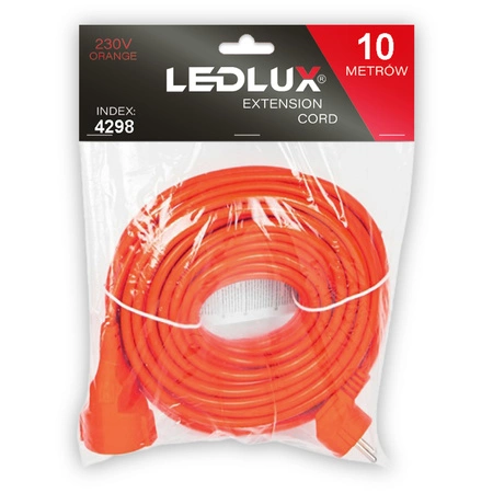 PRZEDŁUŻACZ OGRODOWY DO LAMPEK KOSIARKI BUDOWLANY GRUBY SZNUR 10m Orange LEDLUX