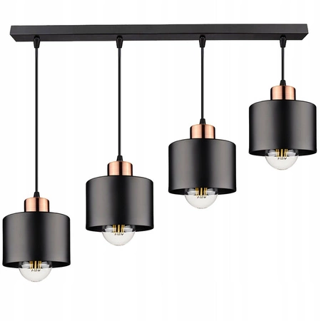 Lampa Wisząca LX- 1100 Czarna + Miedź 4x E27 LEDLUX