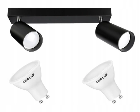 Zestaw Oprawa Sufitowa Natynkowa Reflektor Listwa LX- 8360- 2 Czarna 2x Żarówka GU10 4,5W biała neutralna LEDLUX