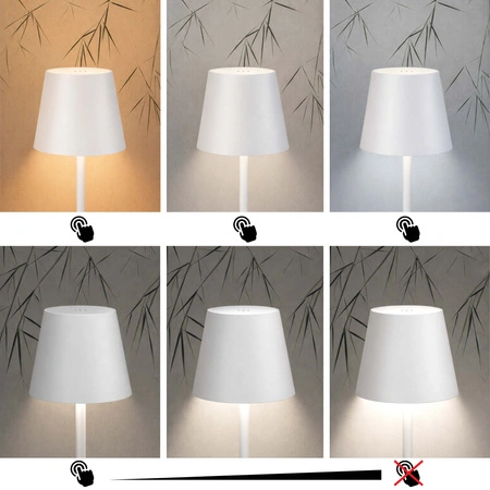 Lampa wewnętrzna zewnętrzna Lampka na taras ogródek stół LED USB Bezprzewodowa Biała LB-001 WHITE