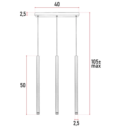 Lampa Sufitowa Wisząca Plafon Żyrandol Tuba Sopel Czarna 3x G9 Modern LX-1166 LEDLUX