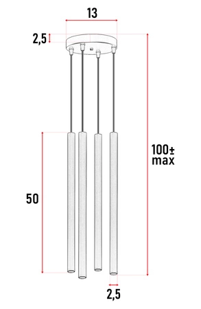 Lampa Sufitowa Wisząca Plafon Żyrandol Tuba Sopel Czarna 4x G9 Modern LX-1153 LEDLUX