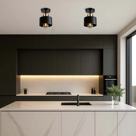 Lampa Sufitowa LX- 1038 Czarna + Miedź 1x E27 LEDLUX
