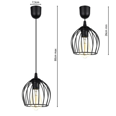 Lampa Wisząca LX- 1047 Czarna 1x E27 LEDLUX