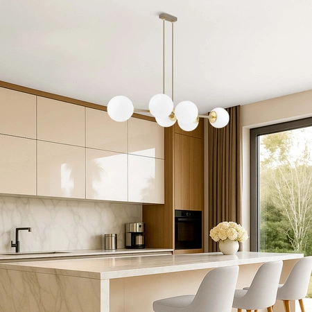 Lampa Wisząca Sufitowa Plafon Żyrandol Beżowa Ecru Kaszmir Loft Edison 6x E27 LX1403