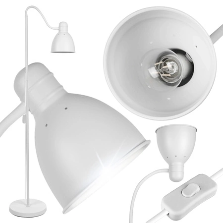 Lampa Podłogowa Biała Regulowana, Klosz E27 na Elastycznym Ramieniu LPD-002 E27 LEDLUX