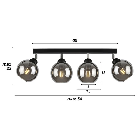 Lampa Sufitowa LX- 1194 Czarna 4x E27 LEDLUX