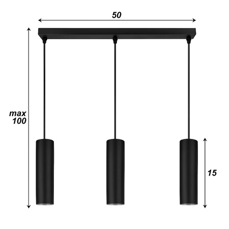 Lampa Sufitowa wisząca LED Tuba Czarna LEDLUX nowoczesna Gu10 MODERN LX-1356 Czarna 3x GU10 LEDLUX