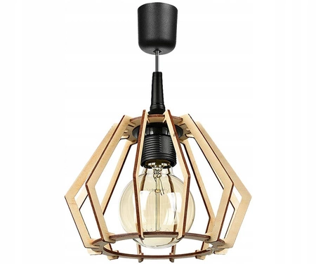 Lampa Wisząca LX- 1263 Czarna + Drewno 1x E27 LEDLUX