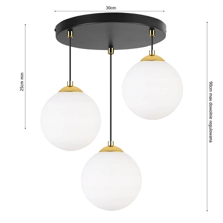 Lampa Wisząca LX- 1287 Czarna + Złoto 3x E27 LEDLUX