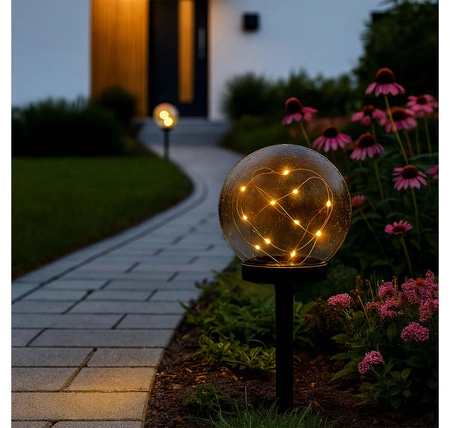 Lampa Solarna Ogrodowa LED Wbijana Ozdobna Dymiona Kulka Kula Szpikulec LSOL-050 LEDLUX