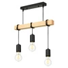 Lampa Wiszaca LX- 1320 Czarna + Drewno 3x E27 LEDLUX
