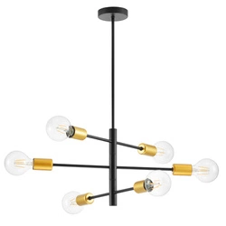 Lampa Sufitowa LX- 1416 Czarna + Złoto 6x E27 LEDLUX
