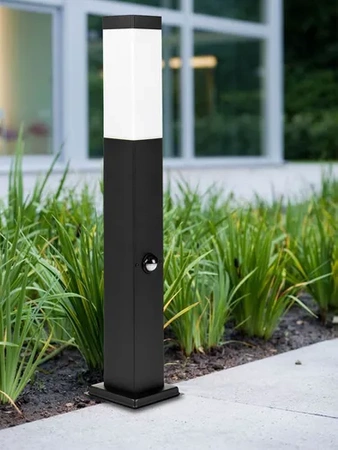 Lampa Ogrodowa Stojąca Słupek E27 LX-810 BLACK 45cm PIR LEDLUX
