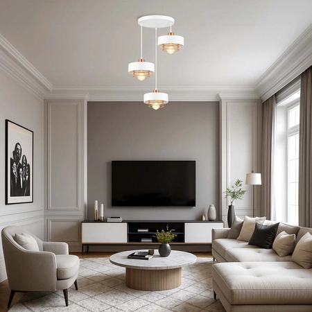 Lampa Wisząca LX- 1185 Biała + Miedź 3x E27 LEDLUX