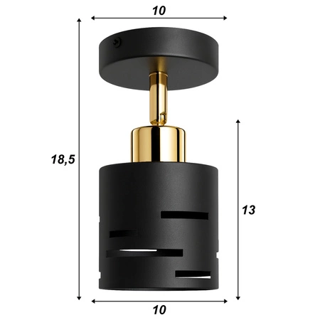Kinkiet ścienny lampa sufitowa 2w1 E27 czarny złoty nowoczesny wewnętrzny LX1432