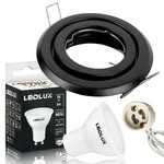Zestaw Oprawa Halogenowa Ruchoma Okrągła CT- 15 Czarna + Żarówka GU10 6,5W biała zimna LEDLUX