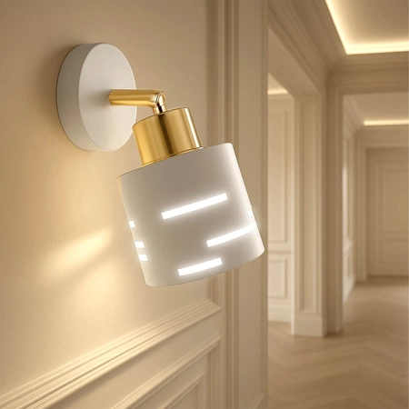 Kinkiet ścienny lampa sufitowa 2w1 E27 biały złoty nowoczesny wewnętrzny LX1432