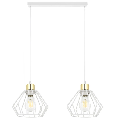 Lampa Wisząca LX- 1347 Biała + Złoto 2x E27 LEDLUX