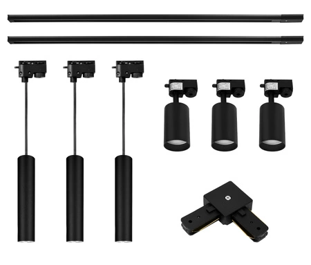 Zestaw Szynoprzewód Szyna 4m + 3x reflektor 3xlampa wisząca Gu10 LEDLUX