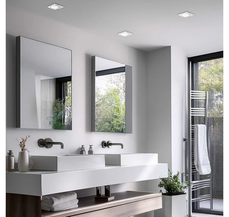 Zestaw 6x Oprawa Halogenowa Szklana LX-6002 Lustrzana Kwadratowa + Żarówki GU10 4,5W biała zimna LEDLUX