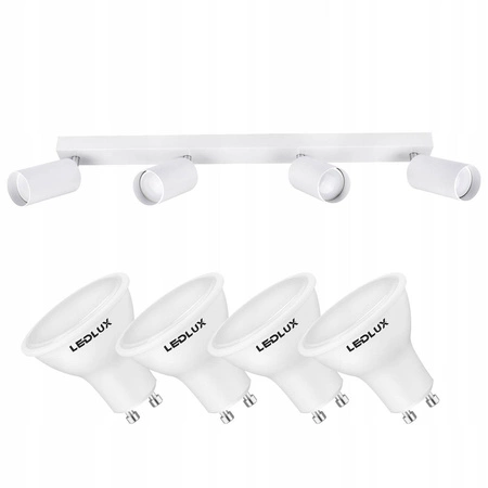 Zestaw Oprawa Sufitowa Natynkowa Reflektor Listwa LX- 8360-4 Biała + 4x Żarówka GU10 1,5W biała zimna LEDLUX