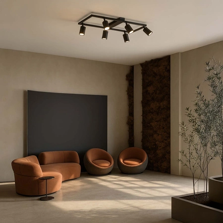 LAMPA SUFITOWA 6xGU10 czarna regulowana SPOT oprawa halogenowa natynkowa OPN-010 6x GU10 BLACK