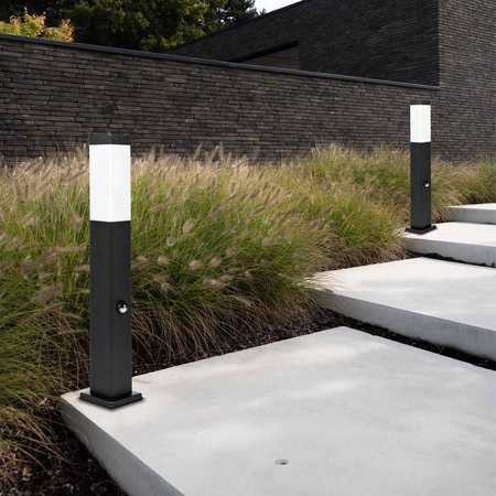 Lampa Ogrodowa Stojąca Słupek E27 LX-810 BLACK 65cm PIR LEDLUX