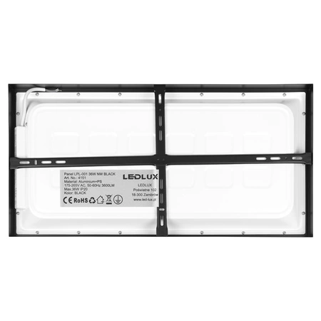 Panel LED natynkowy 36W NW czarny 60x30cm Plafon lampa sufitowa prostokąt LEDLUX
