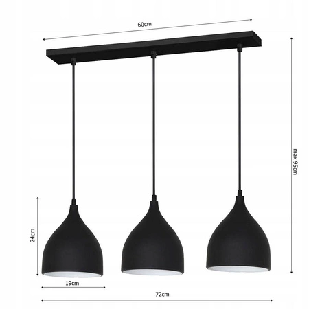 Lampa Wisząca LX- 1000 Czarna 3x E27 LEDLUX