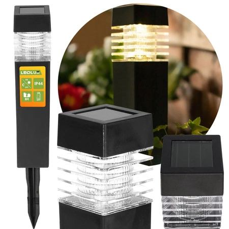 4x Lampa Solarna LED SŁUPEK OGRODOWY Czarny WBIJANY Ozdobny PREMIUM LSOL-003 LEDLUX