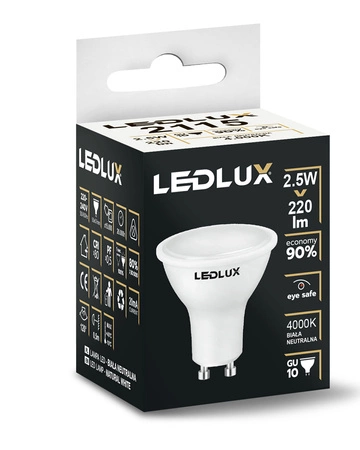 Żarówka LED GU10 2,5W = 25W 220lm 4000K biała neutralna LEDLUX