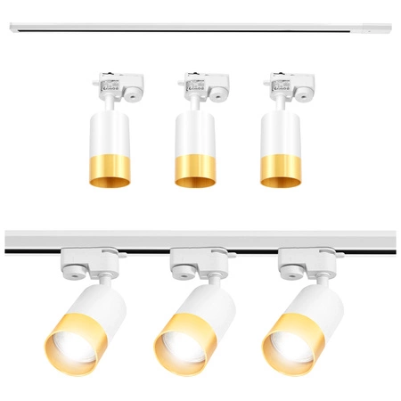 Szynoprzewód Zestaw Szyna 1m + 3x Lampa GU10 Złota Miedziana LED PREMIUM
