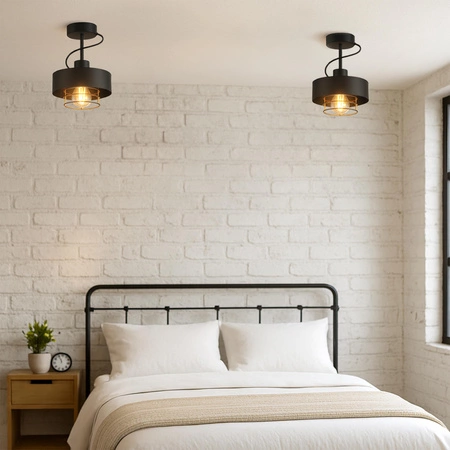 Lampa Sufitowa LX- 1259 Czarna + Miedź 1x E27 LEDLUX