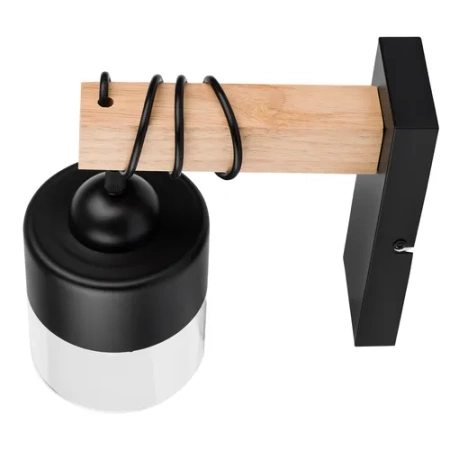 Kinkiet Czarny Lampa Ścienna Nowoczesna Loft Drewniana LX1176 BLACK 1x E27 LEDLUX