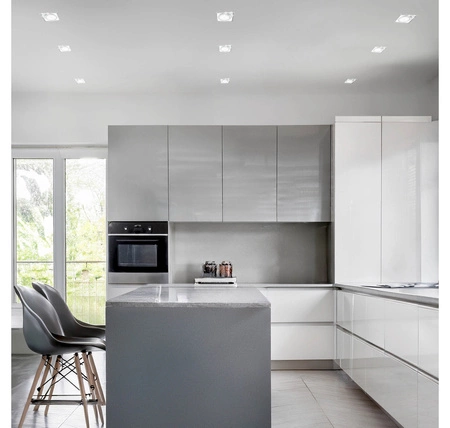 Zestaw 6x Oprawa Halogenowa Szklana LX-6002 Lustrzana Kwadratowa + Żarówki GU10 5,5W biała neutralna LEDLUX