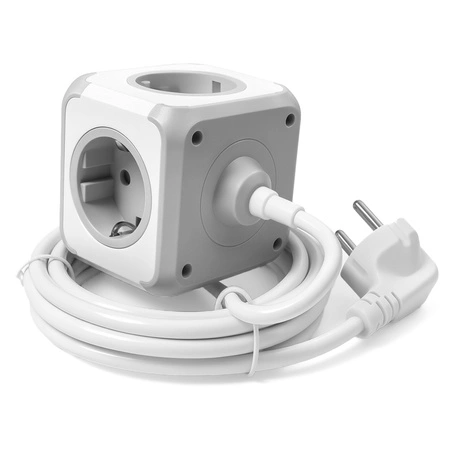 Przedłużacz USB KOSTKA 3-gniazda 3m Rozgałęźnik wyłącznik + 4xUSB szary