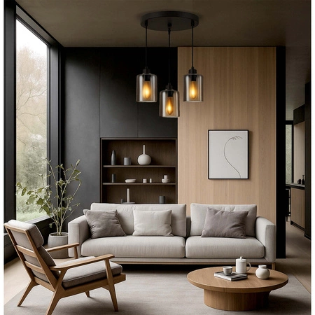 Lampa sufitowa wisząca Żyrandol PLAFON LED szklane klosze GLAMOUR LX1070 BLACK 3x E27 LEDLUX