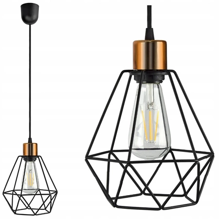 Lampa Wisząca LX- 1312 Czarna + Miedź 1x E27 LEDLUX