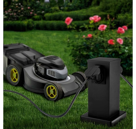 Słupek Elektryczny Ogrodowy Stojący E27 LX- 810 Czarny 22cm 2x GNIAZDO LEDLUX