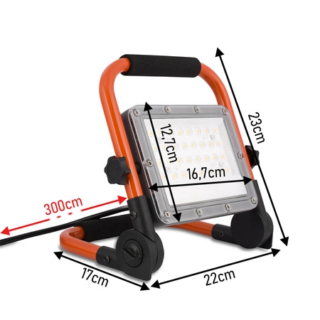 Halogen LED Roboczy Budowlany 50W Naświetlacz przenośny z rączką PRZEWÓD LEDLUX